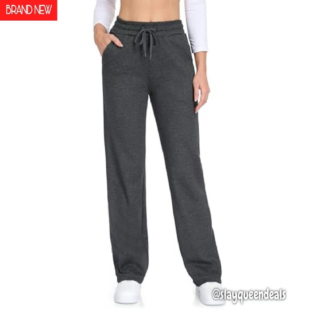 Tall Fleece Lined Sweatpants Straight Leg Thermal Lounge Pants - Picture 2 of 8